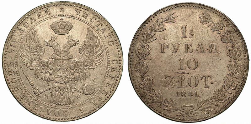 POLONIA. Nicolas I, 1825-1855. 10 Zlotych 1841.  - Asta Numismatica - Cambi Casa d'Aste