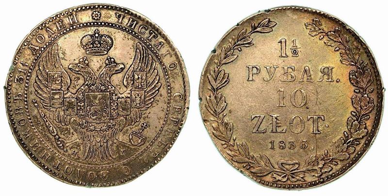 POLONIA. Nicolas I, 1825-1855. 10 Zlotych 1836.  - Auction Numismatics - Cambi Casa d'Aste