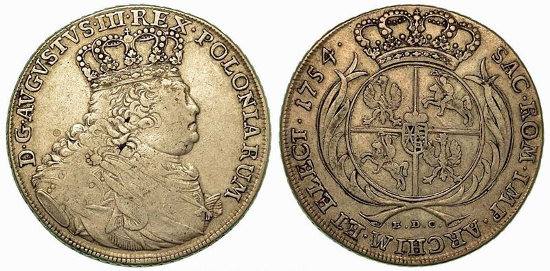 GERMANIA - SASSONIA. Friedrich August III, 1763-1806. Thaler 1754.  - Auction Numismatics - Cambi Casa d'Aste