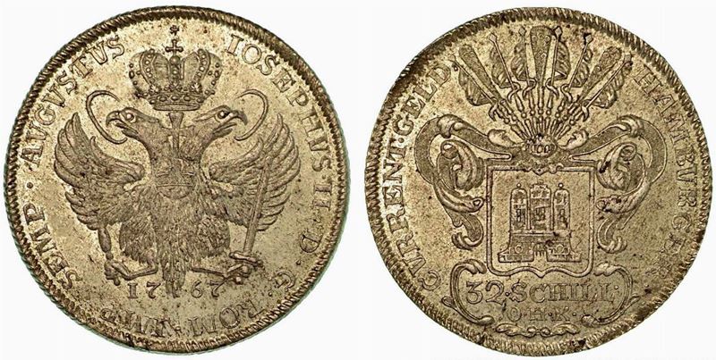 GERMANIA - AMBURGO. Thaler a nome di Joseph II, 1767.  - Auction Numismatics - Cambi Casa d'Aste