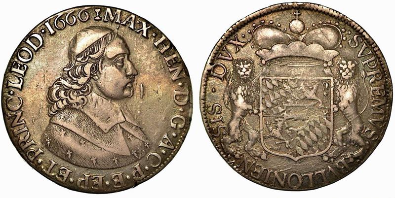 LIEGI BELGIO . Maximilian Heinrich von Bayern, 1650-1688. Ducatone 1666.  - Auction Numismatics - Cambi Casa d'Aste