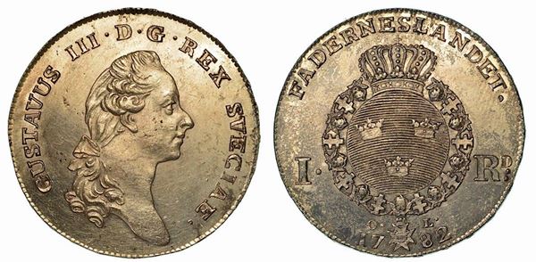 SVEZIA. Gustav III, 1771-1792. Riksdaler 1782.