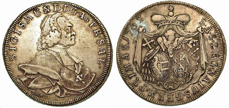 AUSTRIA - SALISBURGO. Sigismund III, 1753-1771. Thaler 1762.  - Auction Numismatics - Cambi Casa d'Aste