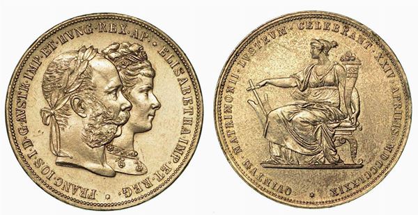 AUSTRIA. Franz Joseph, 1848-1916. 2 Gulden 1879. Per le nozze d'argento.