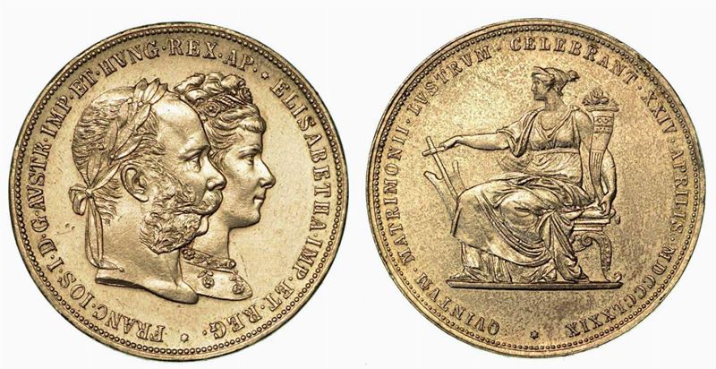 AUSTRIA. Franz Joseph, 1848-1916. 2 Gulden 1879. Per le nozze d'argento.  - Auction Numismatics - Cambi Casa d'Aste