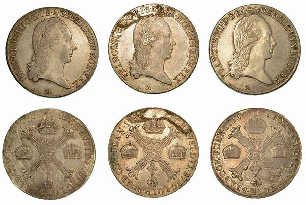 MILANO. Francesco II, 1792-1800. Lotto di tre monete.