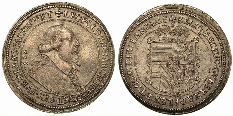 GERMANIA - HENSISHEIM. Leopold V, 1619-1632. Thaler 1622.  - Auction Numismatics - Cambi Casa d'Aste
