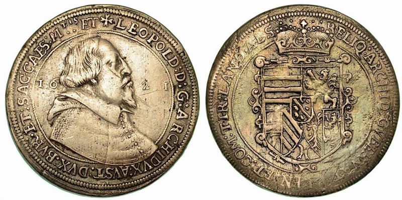 AUSTRIA. Leopold V, 1619-1632. Thaler 1621.  - Auction Numismatics - Cambi Casa d'Aste
