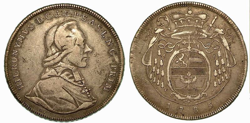 AUSTRIA - SALISBURGO. Hieronymus, 1772-1803. Thaler 1785.  - Auction Numismatics - Cambi Casa d'Aste