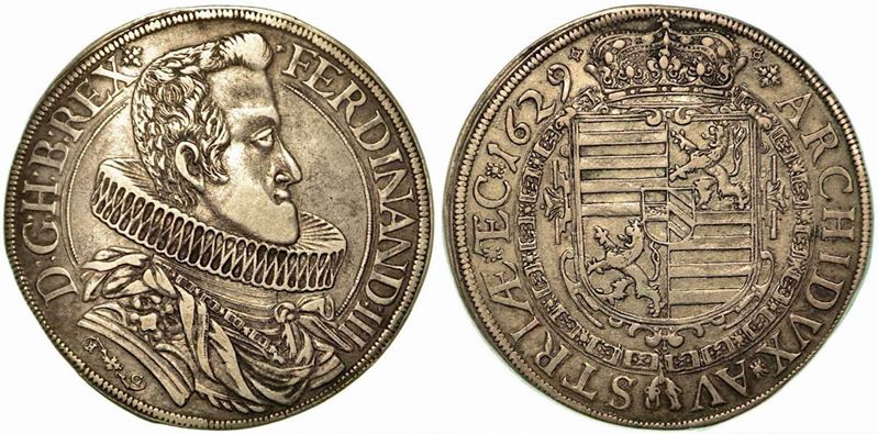 BOHEMIA - GLATZ. Ferdinand III, 1627-1637. Thaler 1629.  - Auction Numismatics - Cambi Casa d'Aste