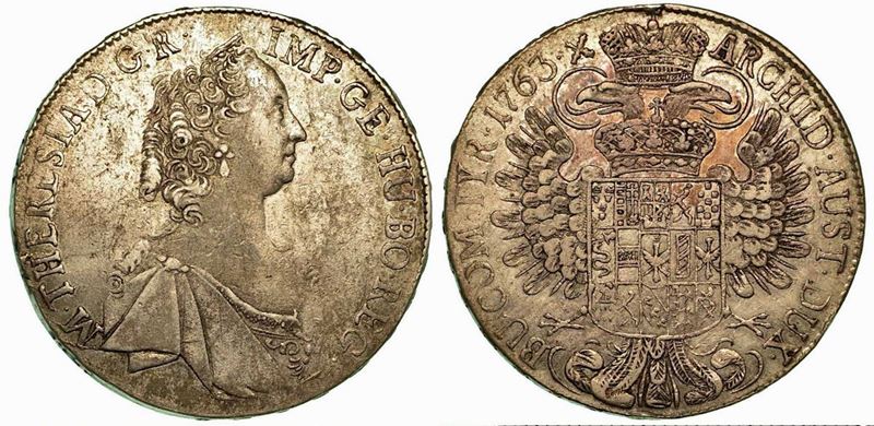 AUSTRIA. Maria Theresia, 1740-1780. Thaler 1763, zecca di Hall.  - Auction Numismatics - Cambi Casa d'Aste