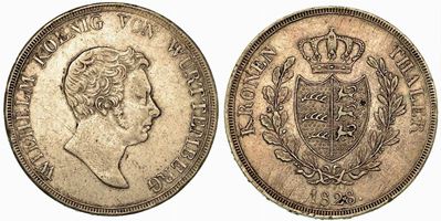 Germania - Wurttemberg. Wilhelm I, 1816-1864. Thaler 1828.