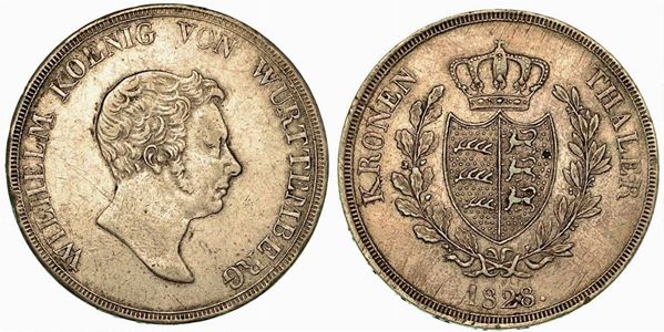 GERMANIA - WURTTEMBERG. Wilhelm I, 1816-1864. Thaler 1828.
