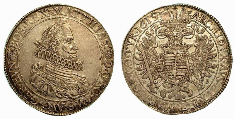UNGHERIA. Matthias, 1612-1619. Thaler 1619.  - Auction Numismatics - Cambi Casa d'Aste