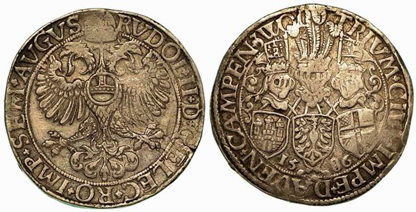 PAESI BASSI - CAMPEN. Rudolf II, 1576-1612. Thaler 1586.
