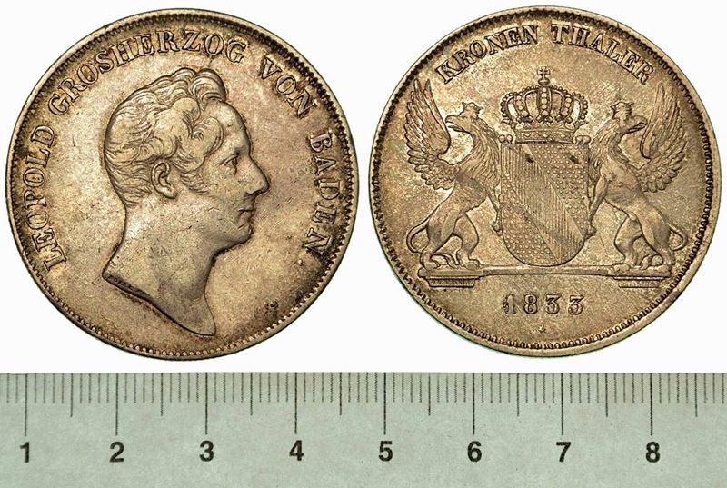 GERMANIA - BADEN. KARL LEOPOLD FRIEDRICH, 1830-1852. Kronenthaler 1833.  - Auction Numismatics - Cambi Casa d'Aste