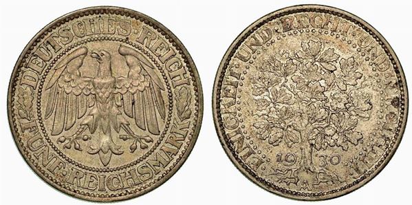 GERMANIA - REPUBBLICA DI WEIMAR, 1919-1933. 5 Reichsmark 1930A.