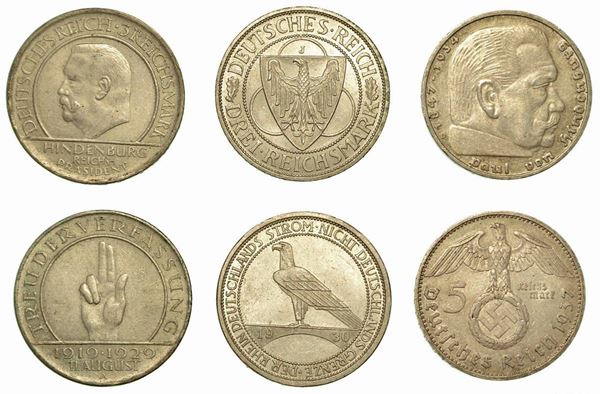 GERMANIA - REPUBBLICA DI WEIMAR, 1919-1933. Lotto di tre monete.