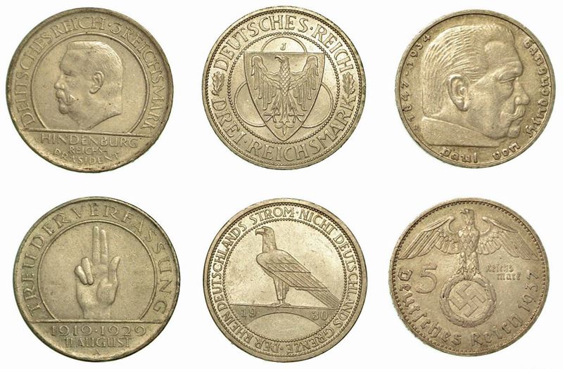 GERMANIA - REPUBBLICA DI WEIMAR, 1919-1933. Lotto di tre monete.  - Auction Numismatics - Cambi Casa d'Aste