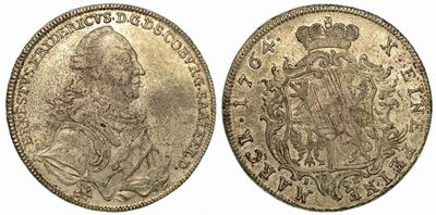 Germania - Saxe - Saalfeld. Ernst Friedrich, 1764-1800. Thaler 1764.