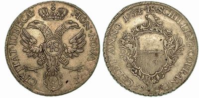 Germania - Lubeck. Lubecca Stadt Thaler (48 Schilling) 1752.