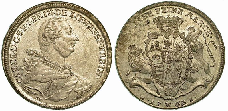 GERMANIA - LOWENSTEIN. Karl Thomas, 1735-1789. Thaler 1769.  - Auction Numismatics - Cambi Casa d'Aste