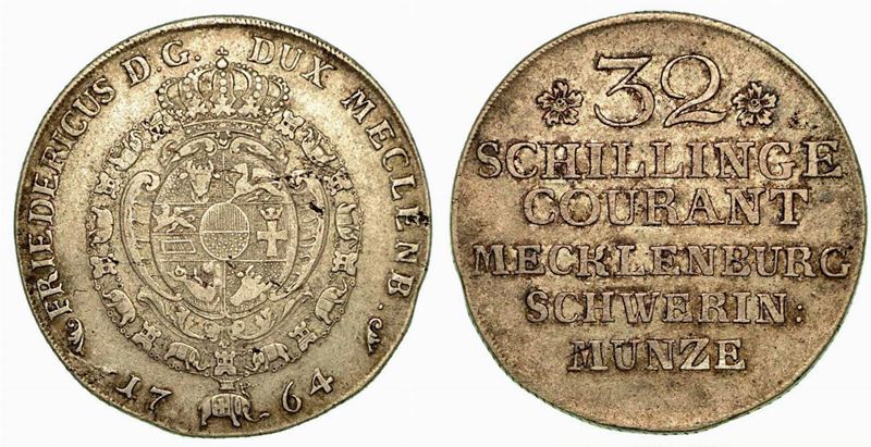 GERMANIA - MECKLENBURG - SCHWERIN Friedrich II, 1756-1785. 32 Schilling 1764.  - Auction Numismatics - Cambi Casa d'Aste