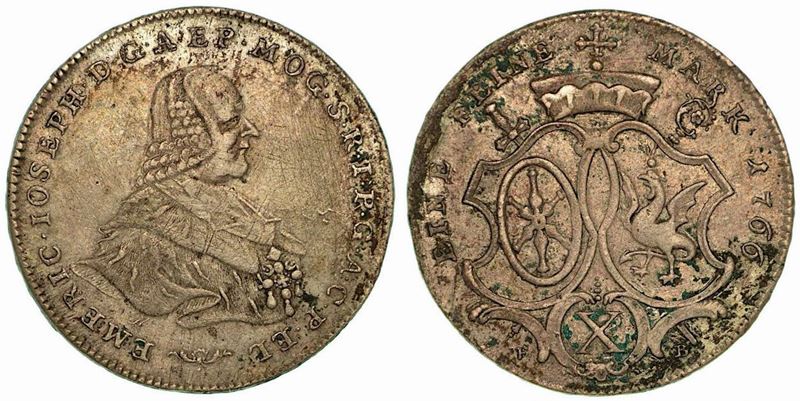 GERMANIA - MAINZ. Emerich Josef, 1763-1774. Thaler 1766.  - Auction Numismatics - Cambi Casa d'Aste
