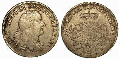 Germania - Pfalz. Karl Theodor, 1743-1799. Thaler 1764.