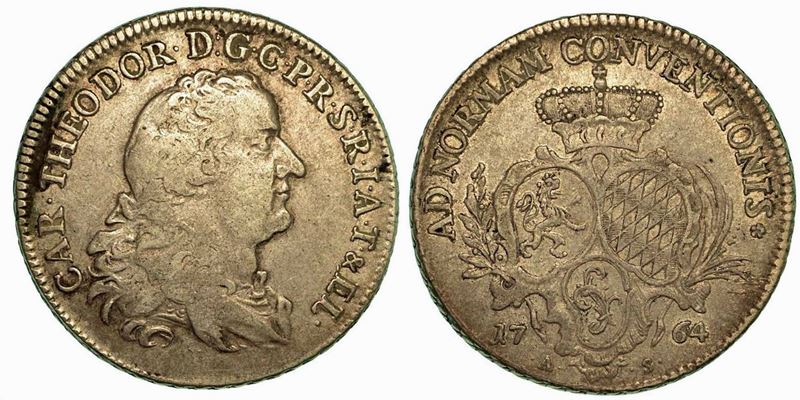 GERMANIA - PFALZ. Karl Theodor, 1743-1799. Thaler 1764.  - Auction Numismatics - Cambi Casa d'Aste