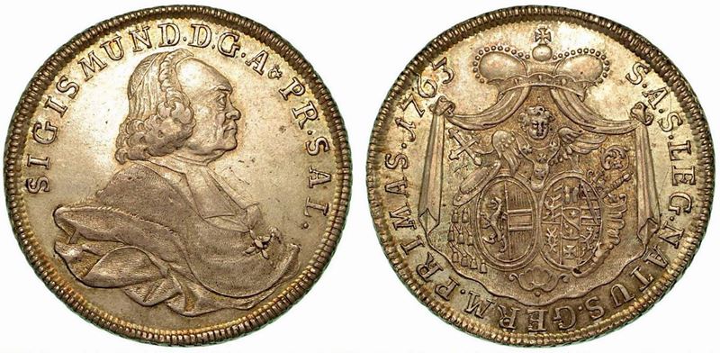 AUSTRIA - SALISBURGO. Sigismund III, 1753-1771. Thaler 1763.  - Auction Numismatics - Cambi Casa d'Aste