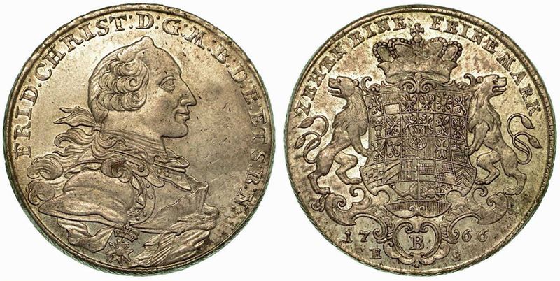 GERMANIA - BRANDEBURGO - BAYEREUTH. Christian Friedrich Karl Alexander, 1757-1791. Thaler 1766.  - Auction Numismatics - Cambi Casa d'Aste