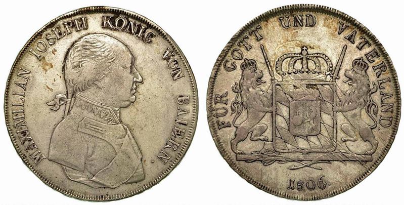 GERMANIA - BAVIERA. Maximilian I Joseph, 1806-1825. Thaler 1806.  - Auction Numismatics - Cambi Casa d'Aste