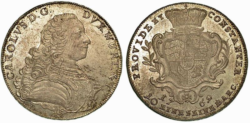 GERMANIA - WURTTEMBERG. Karl Eugen, 1744-1793. Thaler 1769.  - Auction Numismatics - Cambi Casa d'Aste