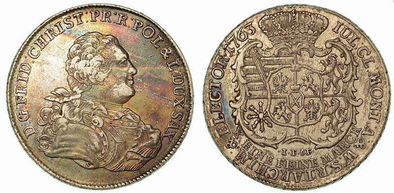 GERMANIA - SAXONY ALBERTINE. Friedrich Christian. Thaler 1763.  - Auction Numismatics - Cambi Casa d'Aste