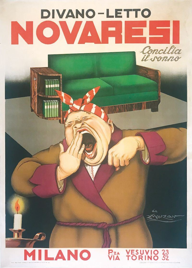 Achille Luciano Mauzan (1883   1952) DIVANO LETTO NOVARESI  - Asta Manifesti d'epoca - Cambi Casa d'Aste
