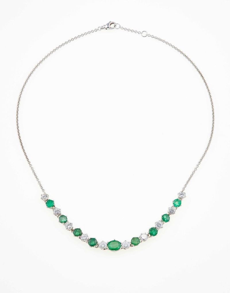 Girocollo con diamanti taglio brillante e smeraldi  - Auction Fine Jewels - III - Cambi Casa d'Aste