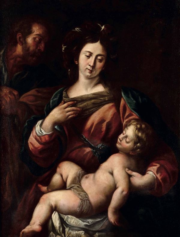 Carlo Francesco Nuvolone (Milano 1608-1661), bottega di Sacra Famiglia con Gesù Bambino dormiente