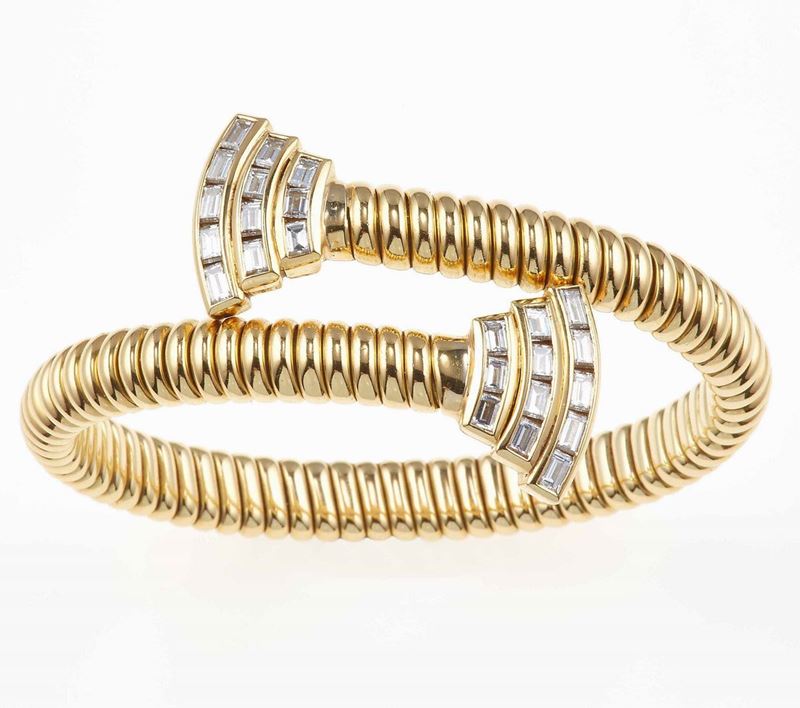 Gold and diamond tubogas bracelet  - Auction Fine Jewels - Cambi Casa d'Aste