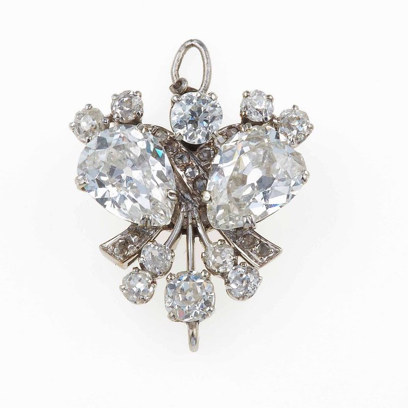 Fermezza con diamanti taglio goccia e diamanti di vecchio taglio  - Auction Fine Jewels - III - Cambi Casa d'Aste