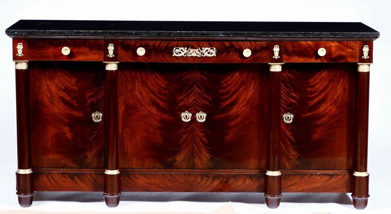 Credenza Impero in mogano, XIX secolo  - Auction Works and furnishings from Lombard collections and other provinces - Cambi Casa d'Aste