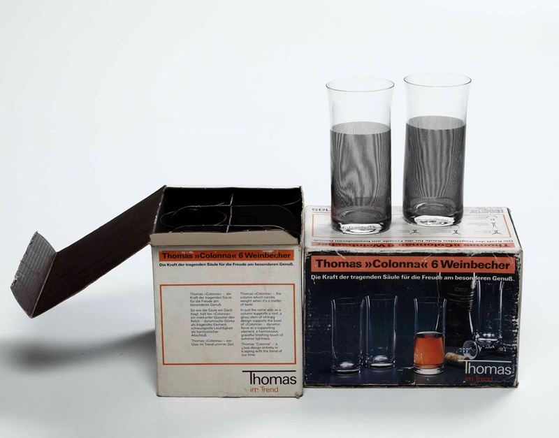 Dodici bicchieri “Colonna” Germania, Manifattura Thomas, 1970-1990  - Asta Arredo per la Tavola | Cambi Time - Cambi Casa d'Aste