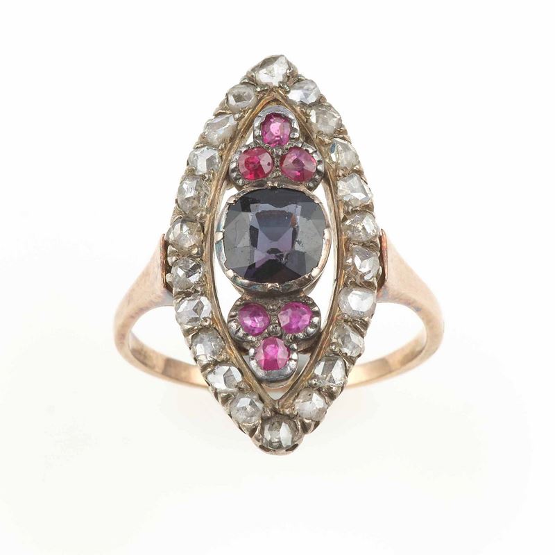 Spinel, ruby and rose-cut ring  - Auction Jewels - Cambi Casa d'Aste
