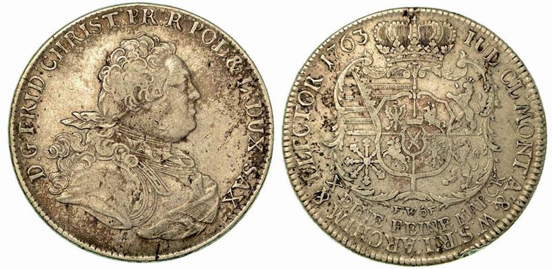 GERMANIA - SAXONY ALBERTINE. Friedrich Christian. Thaler 1763.  - Auction Numismatics - Cambi Casa d'Aste