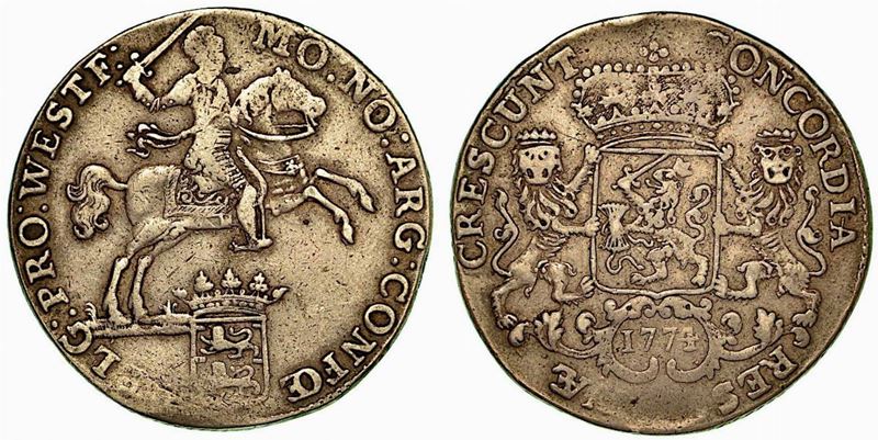 PAESI BASSI - FRISIA OCCIDENTALE. Ducatone 1774.  - Auction Numismatics - Cambi Casa d'Aste