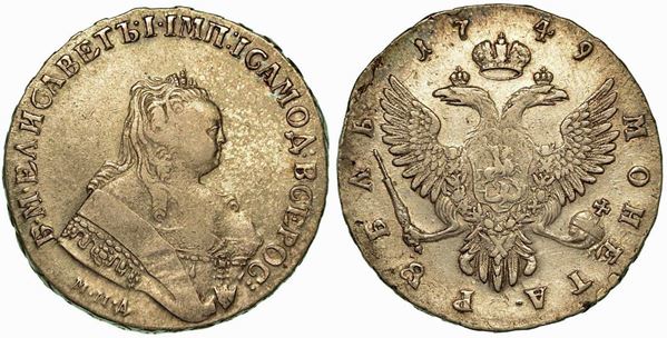 RUSSIA. Elizaveta I, 1741-1762. Rublo 1749.