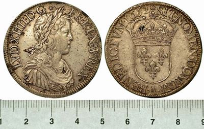 Francia. Louis XIV, 1643-1715. Ecu 1652 A.