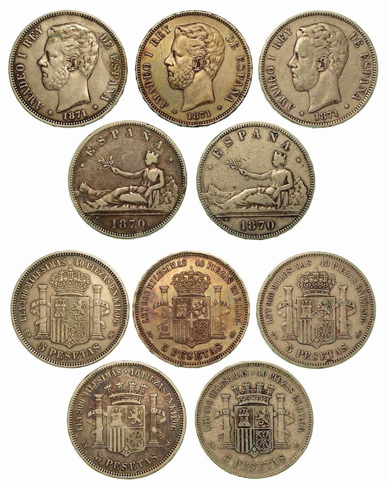SPAGNA. Lotto di cinque monete.  - Auction Numismatics - Cambi Casa d'Aste
