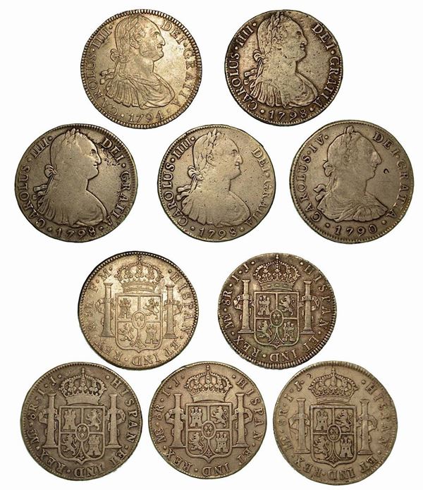 SPAGNA. Lotto di cinque monete.