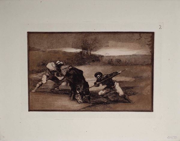 Goya Francisco  (Fuendetodos, 1746 – Bordeaux, 1828) Otro modo de cazar a pie.